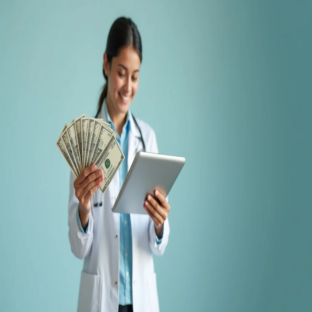 Estudante de medicina ganhando dinheiro