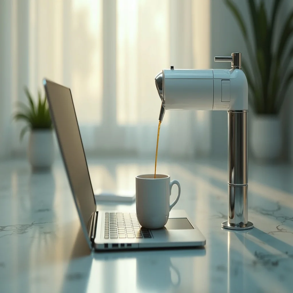 Caminhão de lixo em funcionamento com braço mecânico levantado