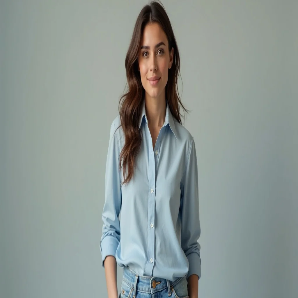 Mulher usando camisa masculina oversized