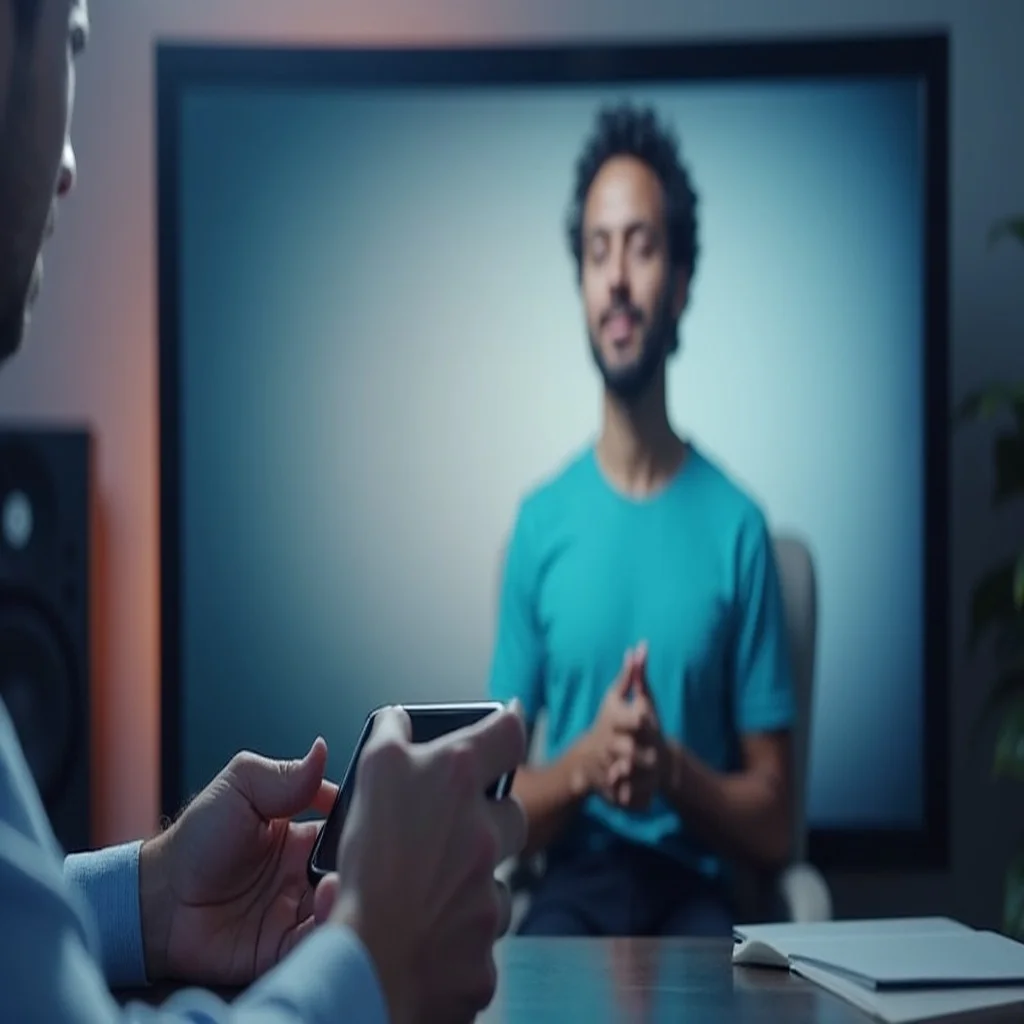 Apresentador em estúdio de televisão